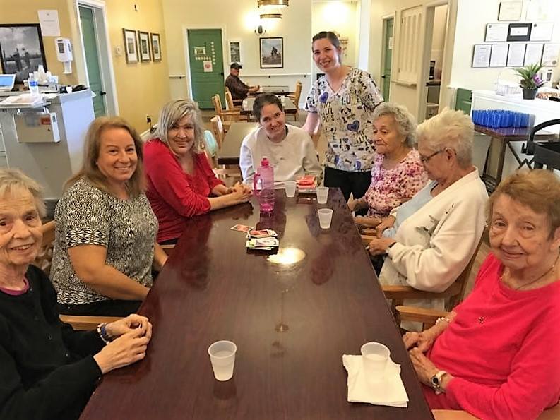Residents gathering at the table
